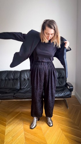 spodnie czarne panterka zwierzęcy wzór prosta nogawka rags queen sylwester.jpg